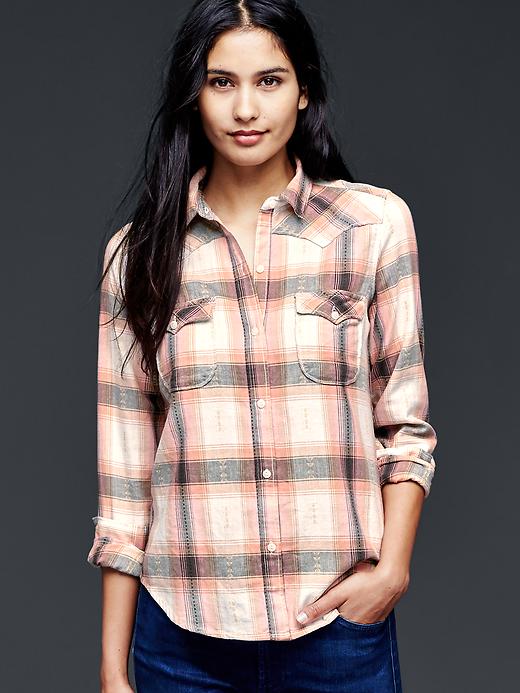 View large product image 1 of 1. Flannel slim western shirt