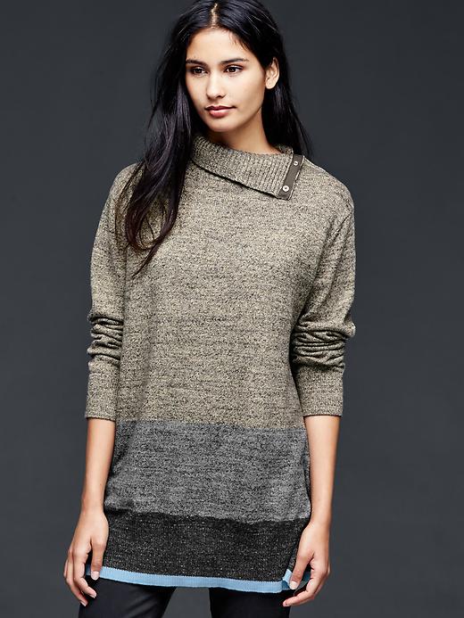 Image number 7 showing, Stripe snap turtle-neck sweater
