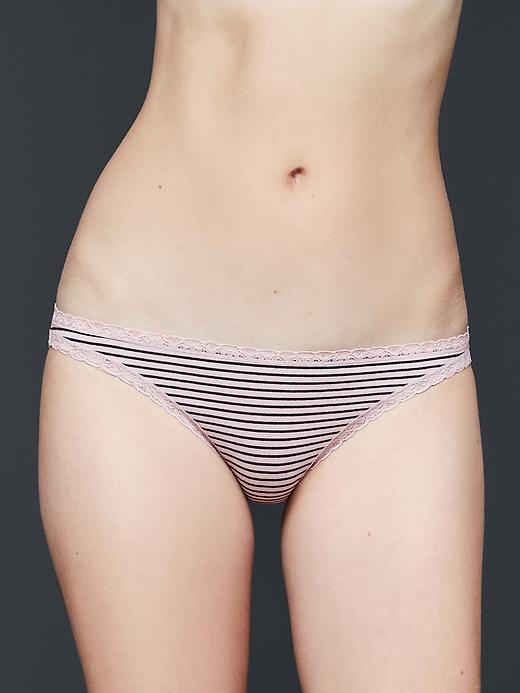View large product image 1 of 1. Lace trim skinny bikini
