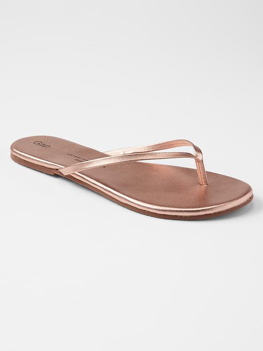 View large product image 1 of 1. Leather flip flops