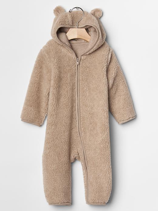 Darling sherpa zip baby bear one-piece