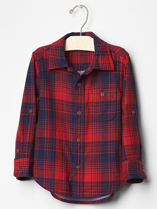 View large product image 2 of 2. Convertible plaid double-weave shirt