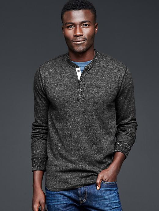 Image number 1 showing, Snow heather waffle henley