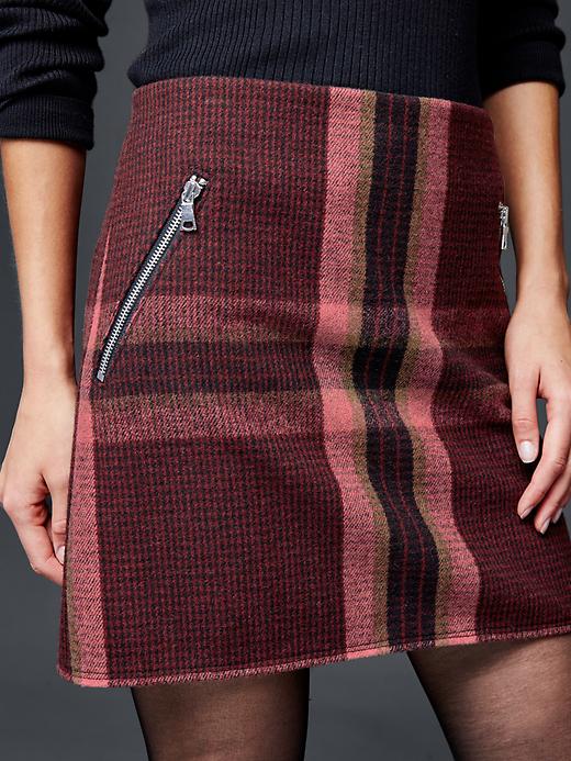 Image number 3 showing, Wool plaid zip mini skirt
