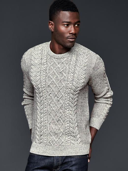 View large product image 1 of 1. Marled cable knit sweater