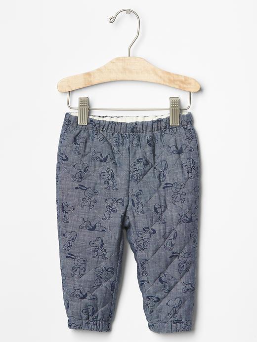 Image number 1 showing, babyGap + Peanuts&#174 quilted chambray pants