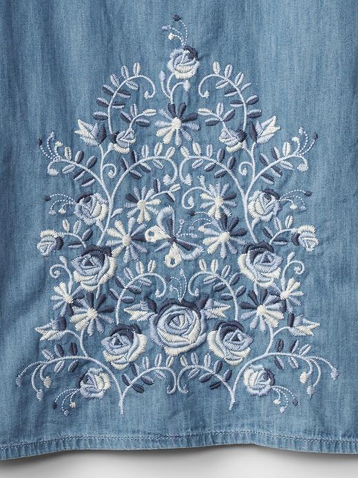 Image number 3 showing, 1969 embroidered denim shift dress