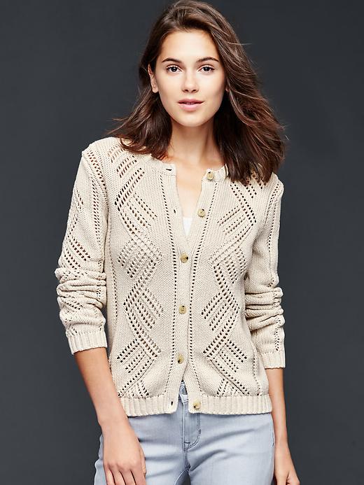 View large product image 1 of 1. Cotton pointelle cardigan