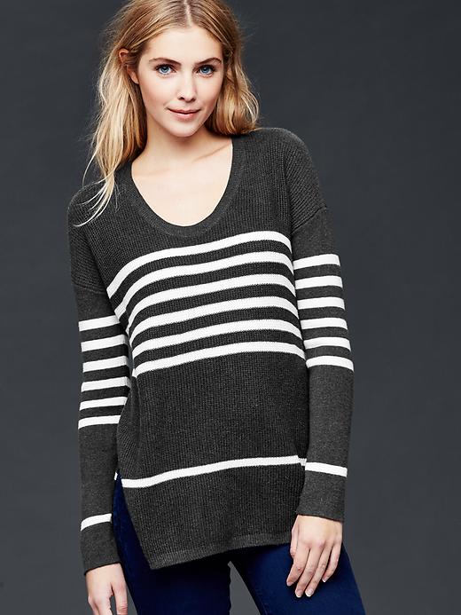 View large product image 1 of 1. Brooklyn stitch stripe pullover sweater