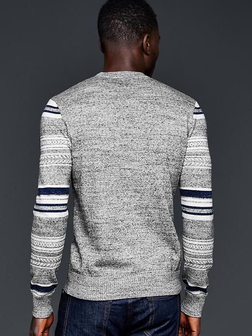 Image number 2 showing, Marled fair isle sleeve sweater