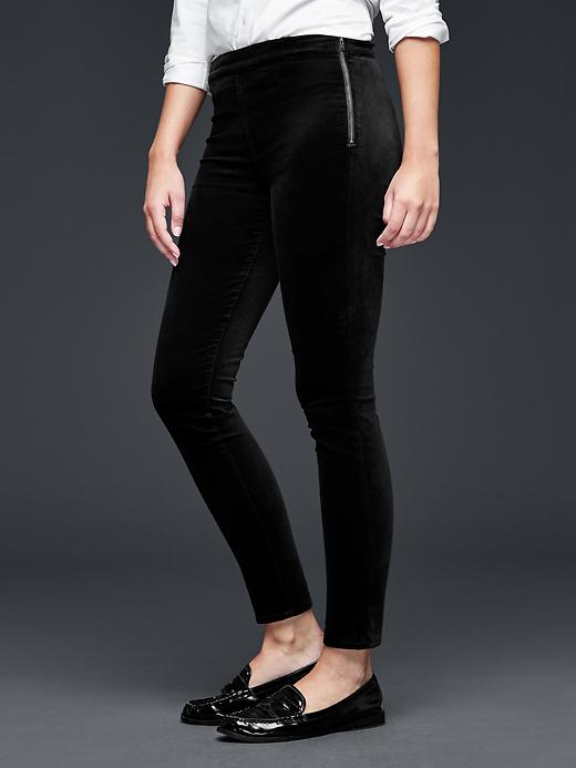 View large product image 1 of 1. Velvet side-zip pull-on leggings
