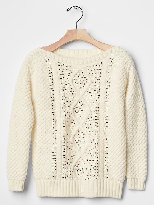 Image number 1 showing, Sequin cable knit sweater