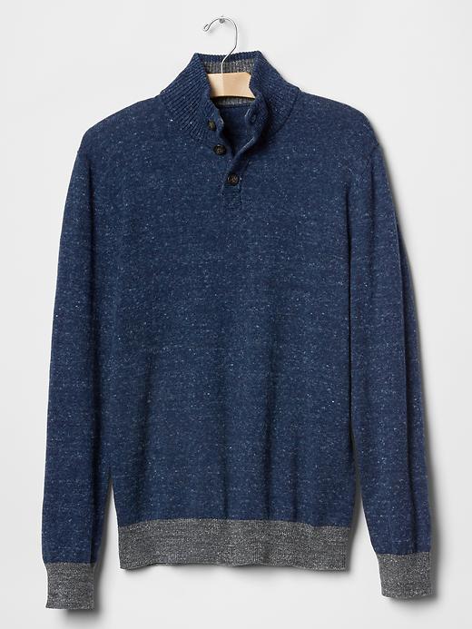Image number 4 showing, Marled button mockneck sweater