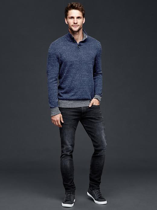 Image number 3 showing, Marled button mockneck sweater