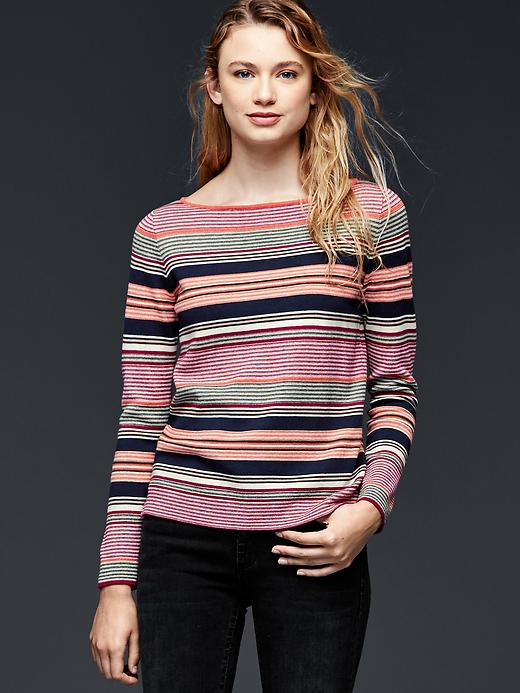 Image number 1 showing, Multi-stripe boatneck shirt