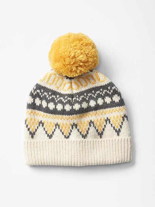 View large product image 1 of 1. Fair isle pom-pom beanie