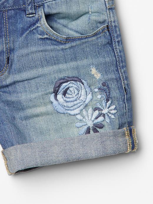 Image number 3 showing, 1969 embroidered denim midi shorts