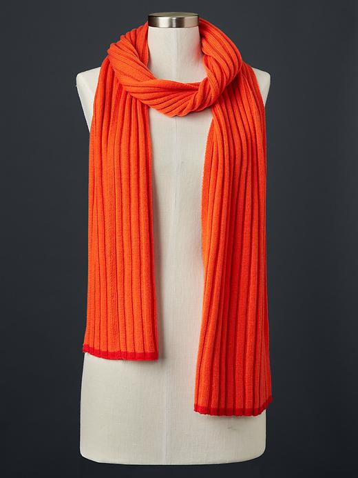 View large product image 1 of 1. Contrast-trim ribbed scarf