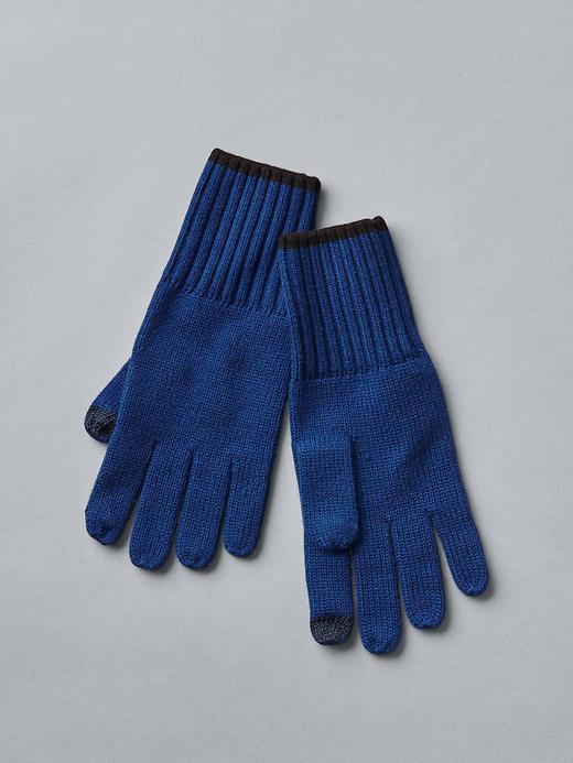 View large product image 1 of 1. Solid ribbed tech gloves