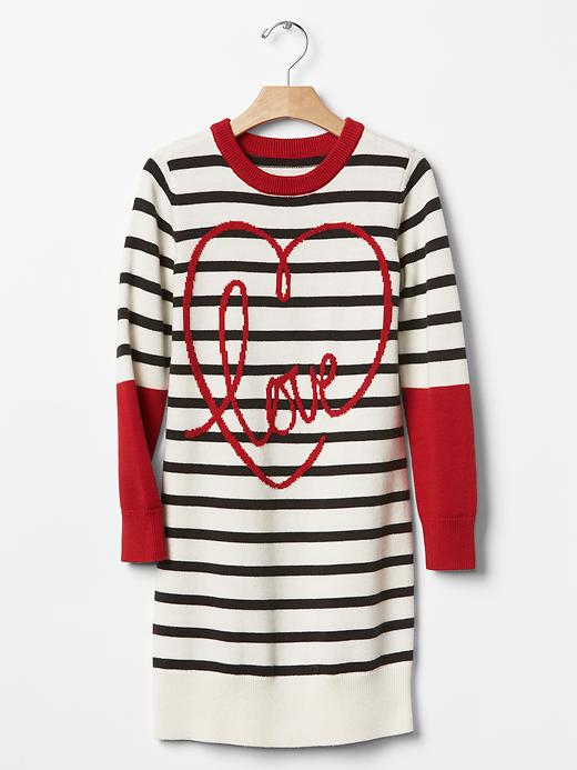 Image number 1 showing, Intarsia love stripe sweater dress