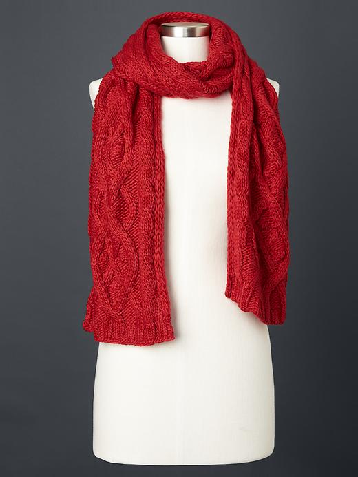 View large product image 1 of 1. Solid cable knit scarf