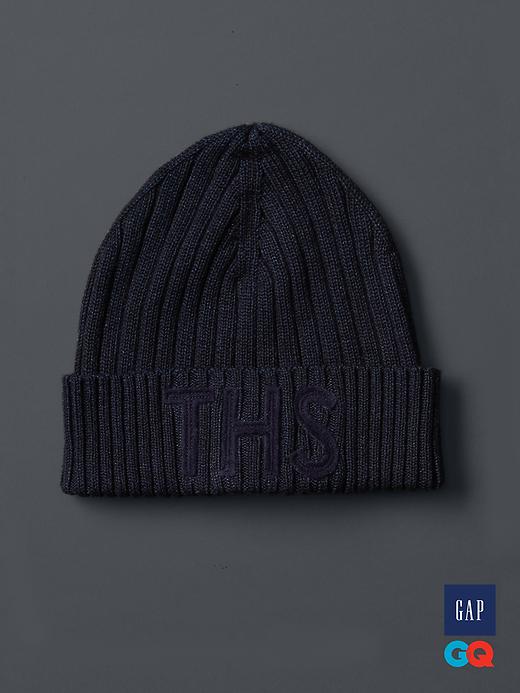 View large product image 1 of 1. Gap + GQ The Hill-Side indigo knit cap