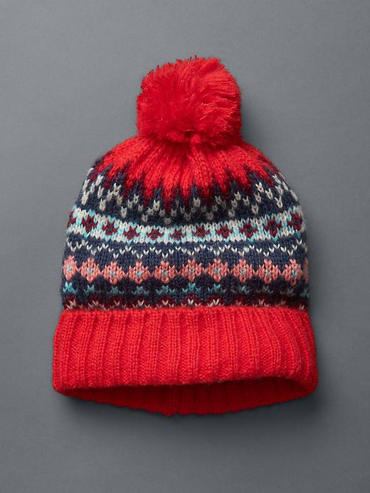 View large product image 1 of 1. Fair isle pom-pom hat