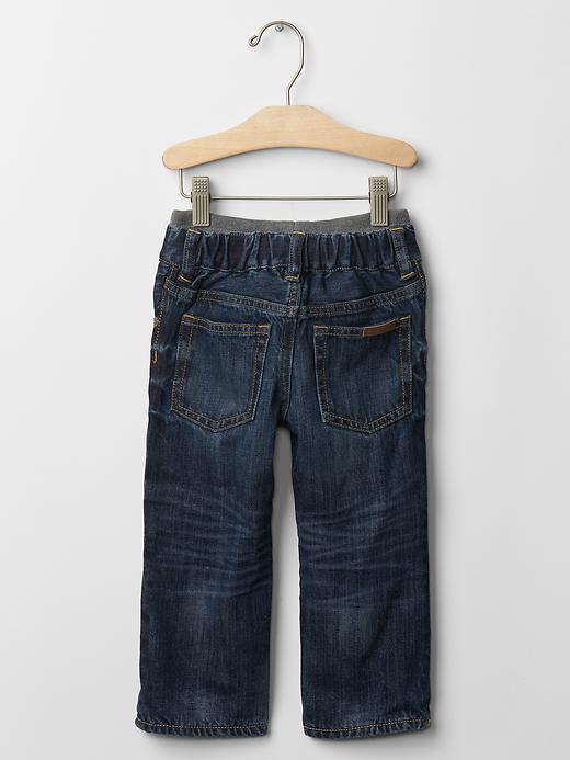 Image number 2 showing, babyGap + Peanuts&#174 flannel-lined pull-on straight jeans