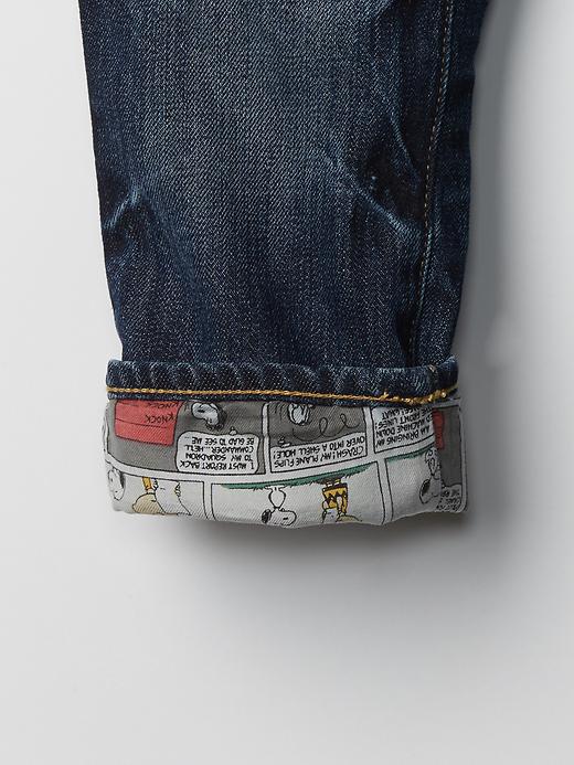 Image number 3 showing, babyGap + Peanuts&#174 flannel-lined pull-on straight jeans