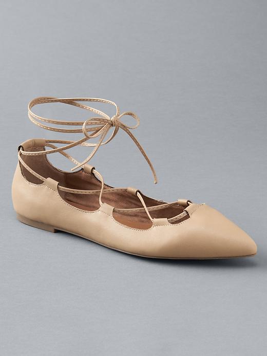 Image number 1 showing, Lace-up ballet flats