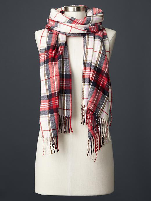 View large product image 1 of 1. Cozy classic plaid scarf