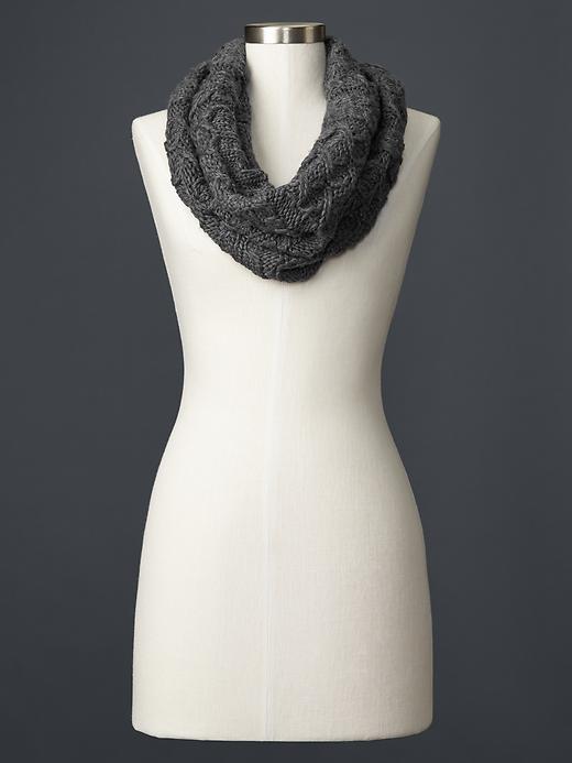 View large product image 1 of 1. Honeycomb cable knit cowl scarf