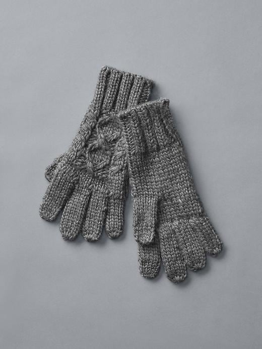 View large product image 1 of 1. Honeycomb cable knit tech gloves