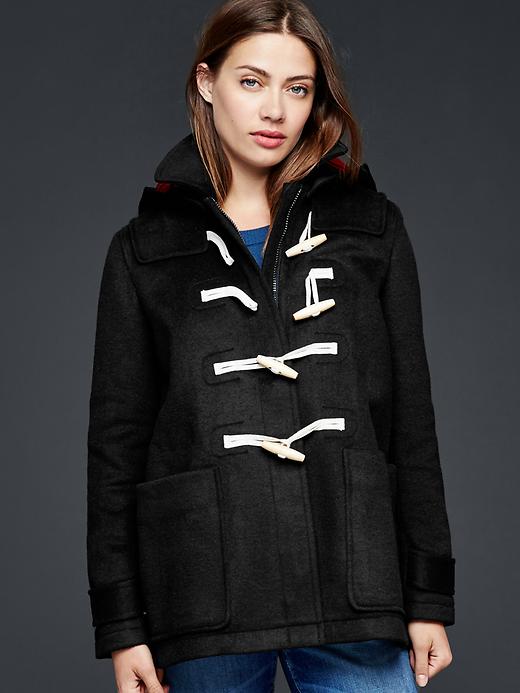 View large product image 1 of 1. Contrast wool toggle coat