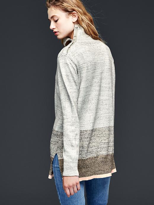 Image number 2 showing, Stripe snap turtle-neck sweater