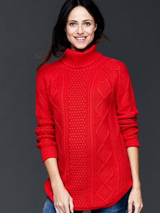 Image number 1 showing, Cableknit turtleneck sweater