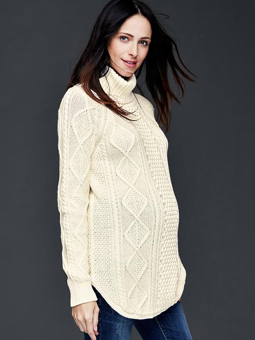 Image number 3 showing, Cableknit turtleneck sweater