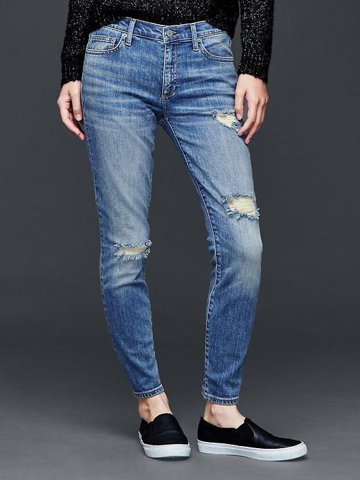 Image number 1 showing, AUTHENTIC 1969 destructed true skinny jeans