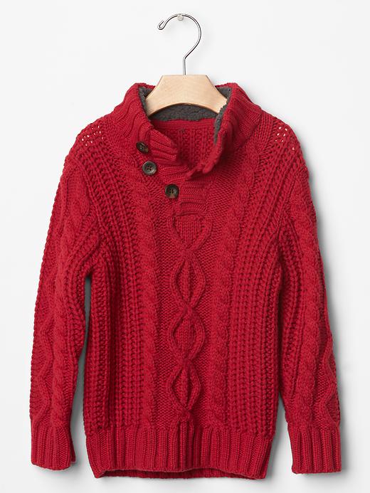 Image number 1 showing, Sherpa mockneck cable sweater