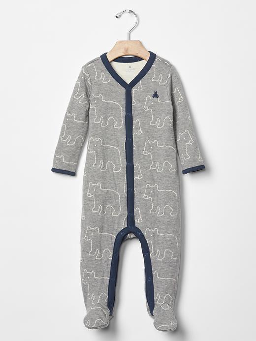Image number 1 showing, Polar jacquard footed one-piece