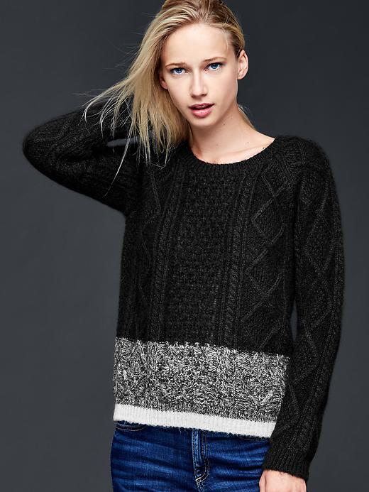 View large product image 1 of 1. Mohair cable knit sweater