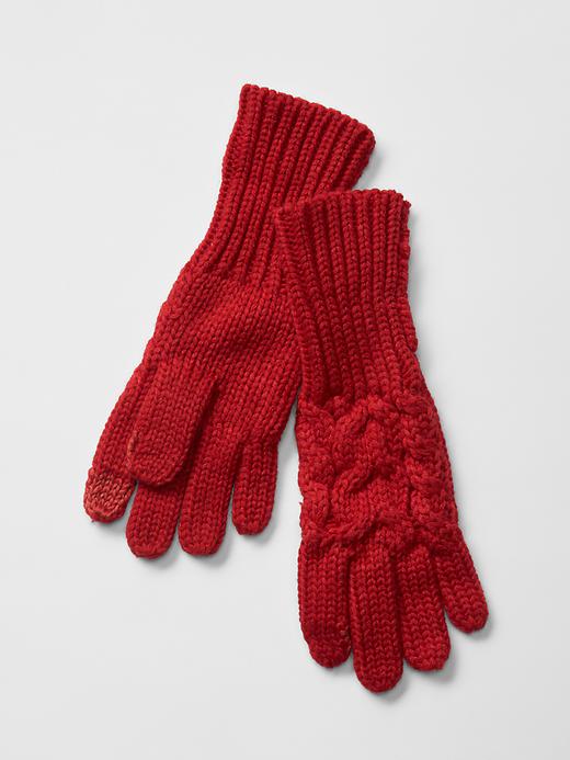 View large product image 1 of 1. Cable knit gloves