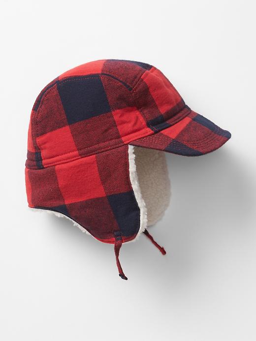 View large product image 1 of 1. Flannel plaid trapper hat