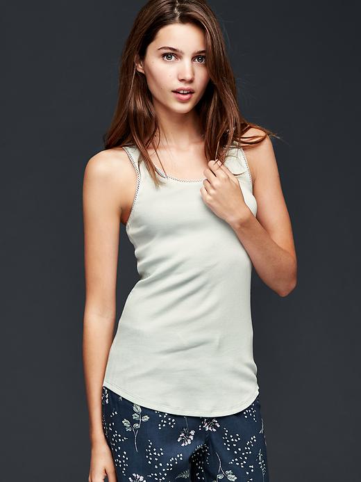 Image number 4 showing, Lace-trim ribbed tank