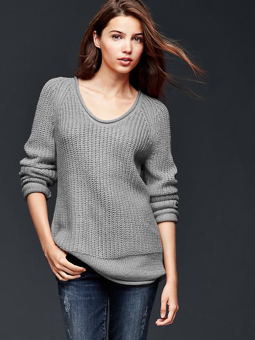 View large product image 1 of 1. Roll-neck ribbed sweater