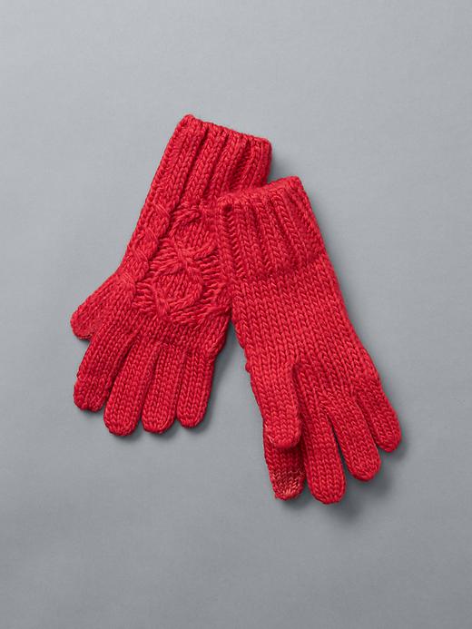 View large product image 1 of 1. Honeycomb cable knit tech gloves