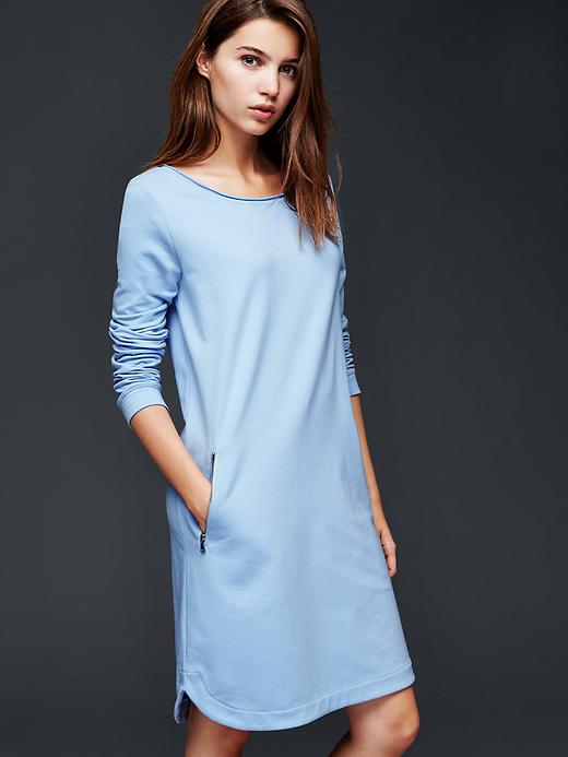 Image number 1 showing, French Terry zipper shift dress