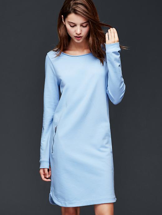 Image number 3 showing, French Terry zipper shift dress