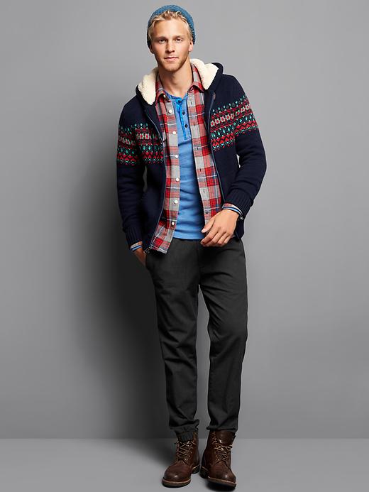 Image number 5 showing, Sherpa fair isle zip sweater hoodie