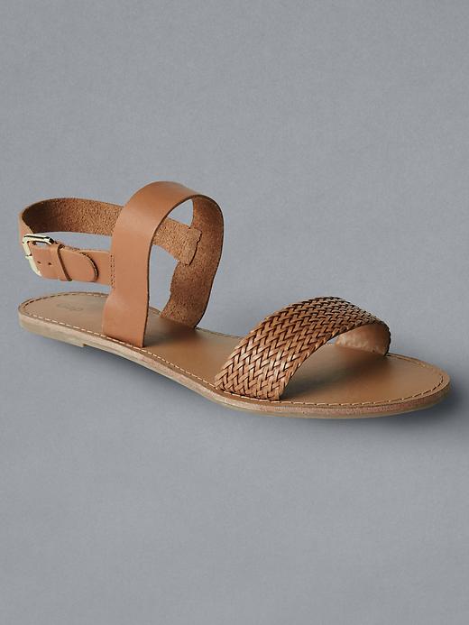 View large product image 1 of 1. Ankle-strap leather sandal